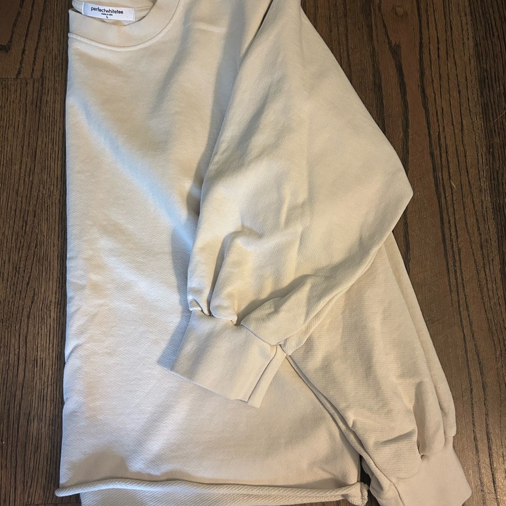 perfectwhitetee Cream Crewneck Sweater Soft Cotton Classic
